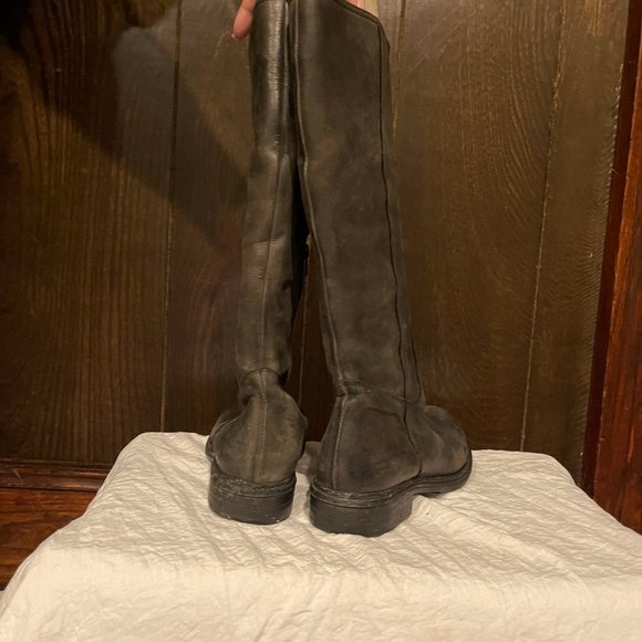 Distressed black/Gray soft leather boots (round toe) - Picture 8 of 10